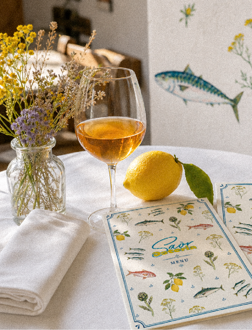 Menu & napkin on table